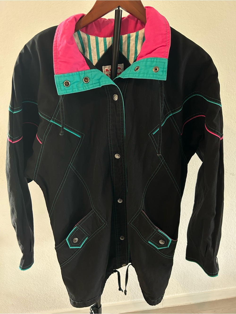 Vintage 80s 90s New York Girl Colorblock Neon Jacket Size S